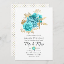 Aqua en Gold Floral Wedding