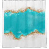 Aqua en Gold Glitter Badkamer Douchegordijn (Voorkant)