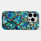 Aqua en Gold Grid textuur Case-Mate iPhone Case (Achterkant (horizontaal))