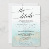 Aqua en Gold huwelijksstrand Alles in één Waterver Kaart (Achterkant)