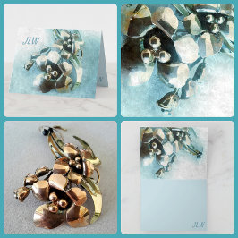 Aqua en Gold  Lily Brooch Kaart