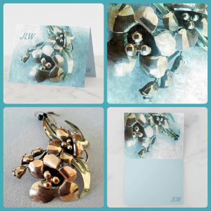 Aqua en Gold  Lily Brooch Kaart