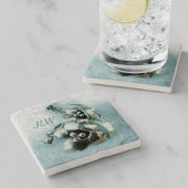 Aqua en Gold Lily Stenen Onderzetter