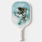 Aqua en Gold  Metallic Lily White Pickleball Paddle (Voorkant)