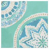 Aqua en Gold MIGHTY MEDALLION Mandala Stof (Close Up)