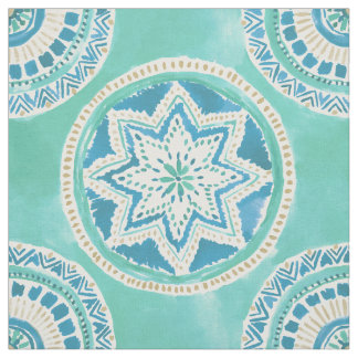 Aqua en Gold MIGHTY MEDALLION Mandala Stof