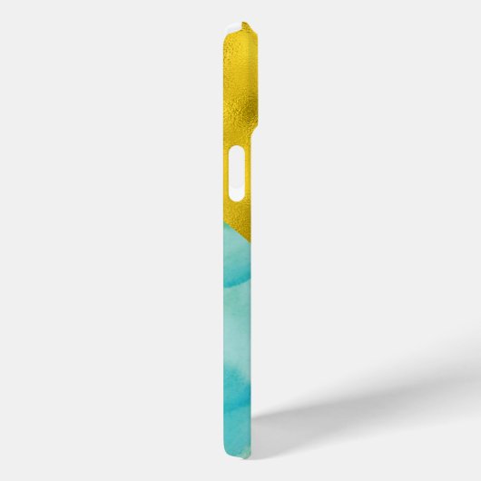 Aqua en Gold Mixed Media Monogramed Case-Mate iPhone Case (Achterkant / Rechts)