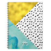 Aqua en Gold Mixed Media Monogramed Notitieboek (Voorkant)