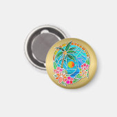 Aqua en Gold Ocean Palm Summer Landschap Magneet (Voorkant / Achterkant)
