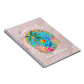 Aqua en Gold Ocean Palm Summer Landschap Notitieboek (Rechterzijde)