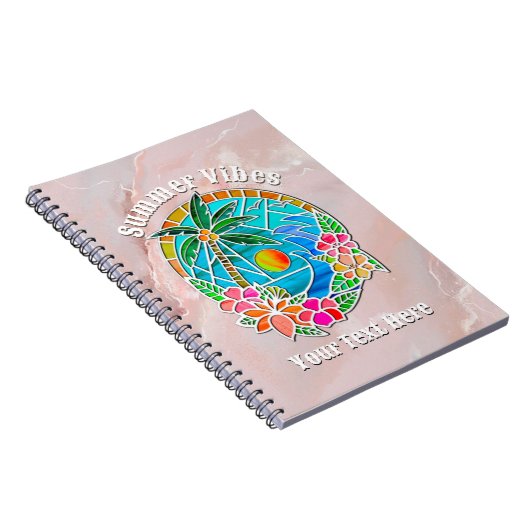 Aqua en Gold Ocean Palm Summer Landschap Notitieboek (Rechterzijde)