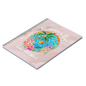 Aqua en Gold Ocean Palm Summer Landschap Notitieboek (Linkerzijde)