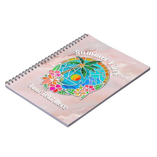 Aqua en Gold Ocean Palm Summer Landschap Notitieboek (Linkerzijde)