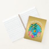 Aqua en Gold Ocean Palm Summer Landschap Notitieboek (Binnen)