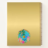 Aqua en Gold Ocean Palm Summer Landschap Notitieboek (Achterkant)