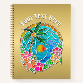Aqua en Gold Ocean Palm Summer Landschap Notitieboek
