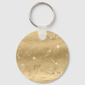 Aqua en Gold Ocean Palm Summer Landschap Sleutelhanger (Achterkant)