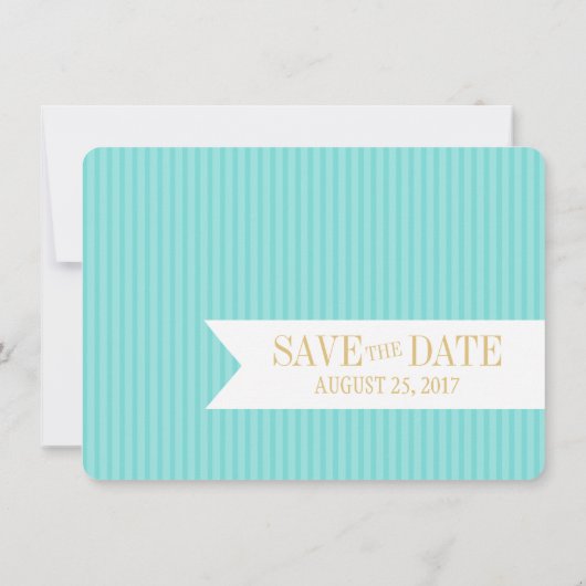 Aqua en Gold Seashell Bewaar de datum Save The Date (Achterkant)