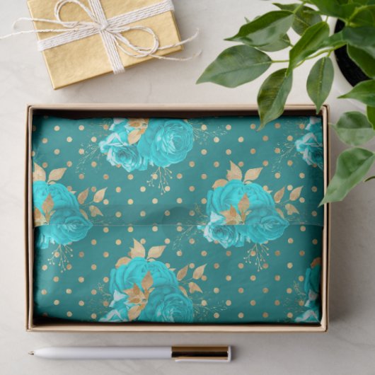 Aqua en Gold Series Design 2 Tissuepapier (Geschenk)