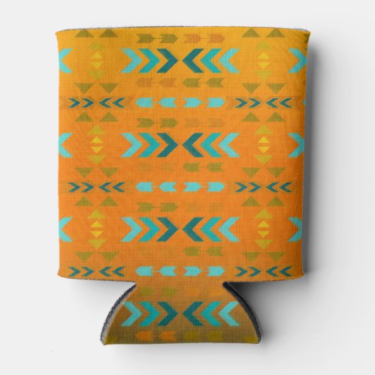 Aqua en Gold Southwestern Style Koelbox Blikjeskoeler (Voorkant)