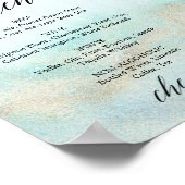 Aqua en Gold Waterverf Beach Bar Menubord Poster (Hoek)