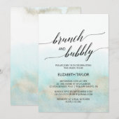 Aqua en Gold Waterverf Beach Brunch en Bubble Kaart (Voorkant / Achterkant)