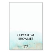 Aqua en Gold Waterverf Beach Buffet Food Labels Kaart (Voorkant)