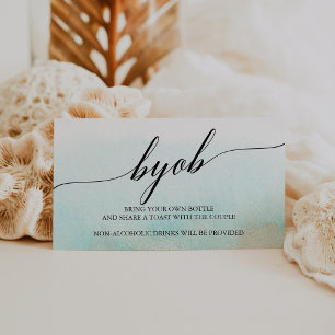 Aqua en Gold Waterverf Beach BYOB Informatiekaartje