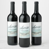 Aqua en Gold Waterverf Beach Cheers Wine Labels Wijn Etiket (Flessen)