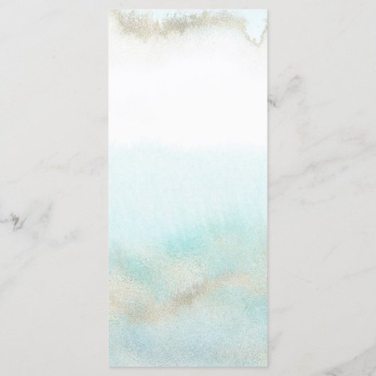 Aqua en Gold Waterverf Beach Dinner Menu Kaart (Achterkant)