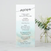Aqua en Gold Waterverf Beach Dinner Menu Kaart (Staand voorkant)