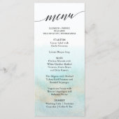 Aqua en Gold Waterverf Beach Dinner Menu Kaart (Voorkant)