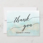 Aqua en Gold Waterverf Beach Hartelijk dank Bedankkaart (Voorkant)