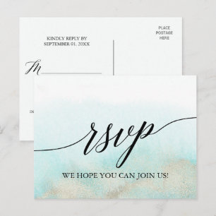 Aqua en Gold Waterverf Beach Menu Keuze RSVP