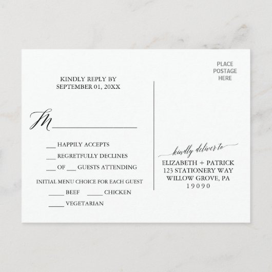 Aqua en Gold Waterverf Beach Menu Keuze RSVP (Achterkant)