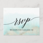 Aqua en Gold Waterverf Beach Menu Keuze RSVP (Voorkant)