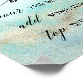 Aqua en Gold Waterverf Beach Mimosa Bar Sign. Poster (Hoek)