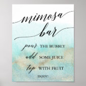Aqua en Gold Waterverf Beach Mimosa Bar Sign. Poster (Voorkant)