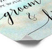 Aqua en Gold Waterverf Beach Pick A Seat Sign Poster (Hoek)