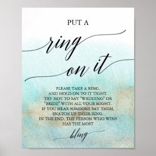 Aqua en Gold Waterverf Beach Ring Game Sign Poster