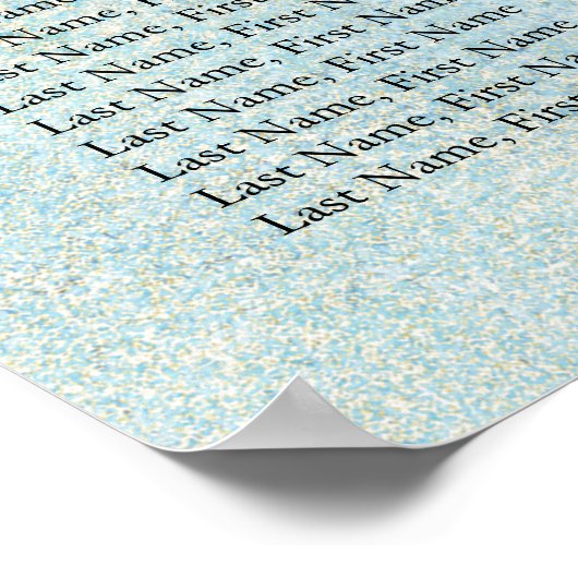 Aqua en Gold Waterverf Beach Seating Chart Poster (Hoek)