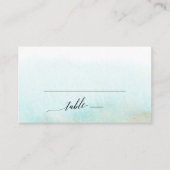 Aqua- en Gold-Waterverf-flatbruiloft Plaatskaartje (Voorkant)