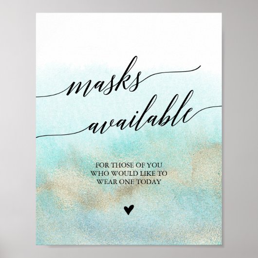 Aqua- en Gold-Waterverf-maskers Beschikbaar teken Poster (Voorkant)