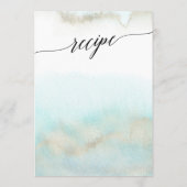 Aqua en Gold Waterverf Recipe and Well Wishes Advieskaart (Achterkant)