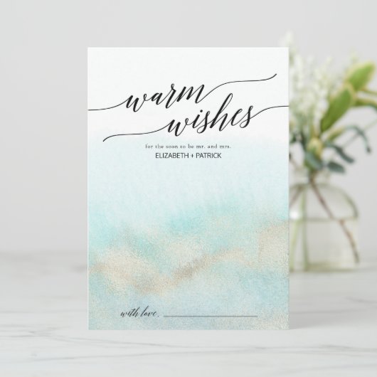 Aqua en Gold Waterverf Recipe and Well Wishes Advieskaart (Staand voorkant)