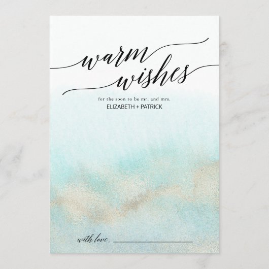 Aqua en Gold Waterverf Recipe and Well Wishes Advieskaart (Voorkant)