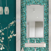 Aqua en Goud abstracte kiezelcellen N2 Tegeltje