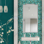 Aqua en Goud abstracte kiezelcellen N3 Tegeltje