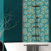 Aqua en Goud abstracte kiezelcellen N4 Tegeltje