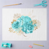 Aqua en Goud Bloemschikking 20 Tissuepapier (Craft)